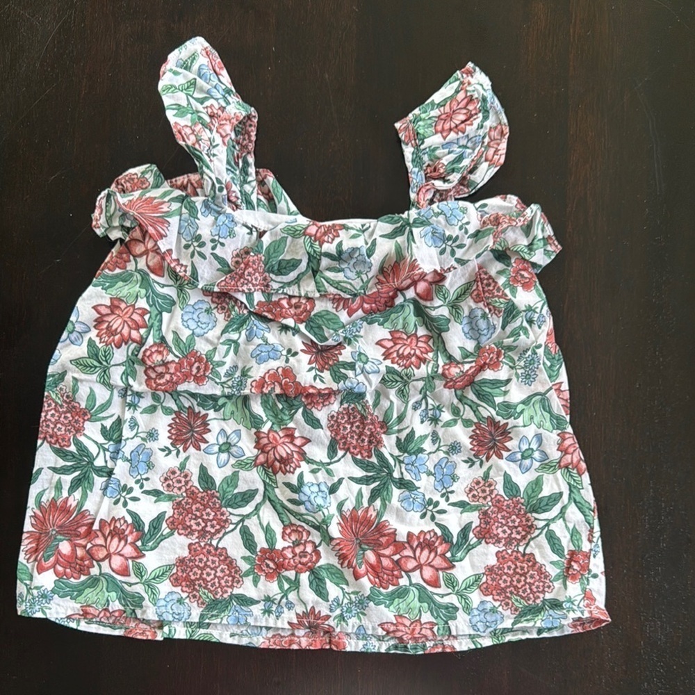 Janie and Jack Floral Kids Blouse with Red and Green